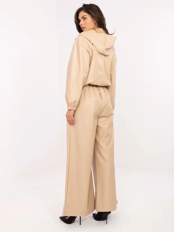 RUE PARIS Bež poslovne hlače s kapuco