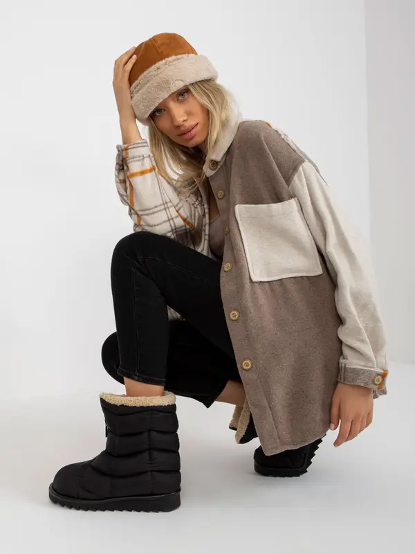 Patiskha Bež prevelika karirasta srajca