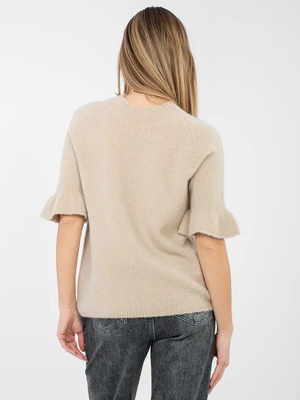 Italy Moda Bež pulover z nabranimi rokavi