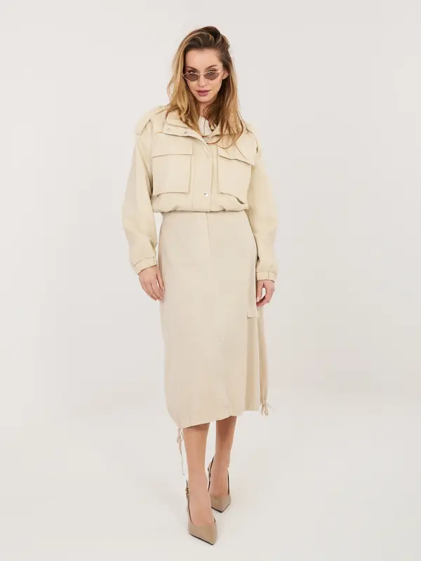 RUE PARIS Bež žametno krilo z vezalkami