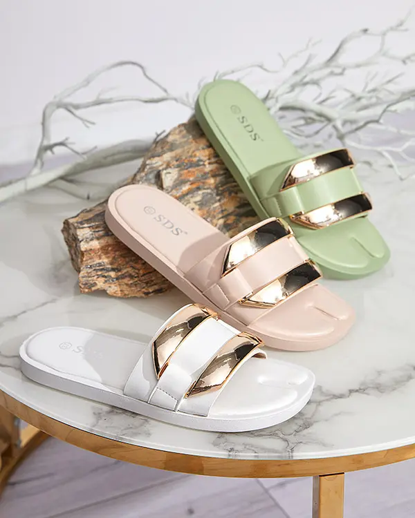 Resti Bež ženski copati z okrasjem