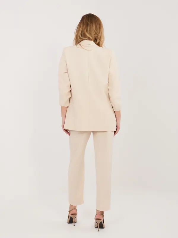 RUE PARIS Bež ženski komplet z jakno brez zapenjanja