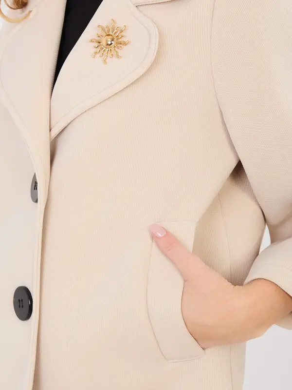 Italy Moda Bež ženski plašč z okrasnimi detajli