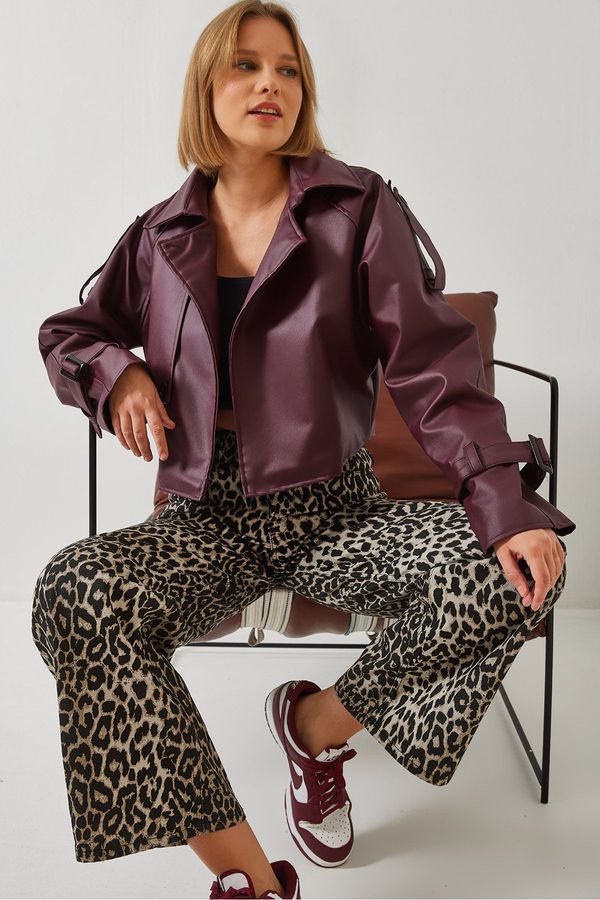 Bianco Lucci Bianco Lucci Women's Aller Detail Crop Leather Jacket 2607