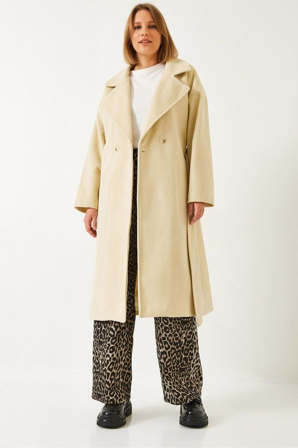 Bianco Lucci Bianco Lucci Women's Belted Long Patterned Coat 38121