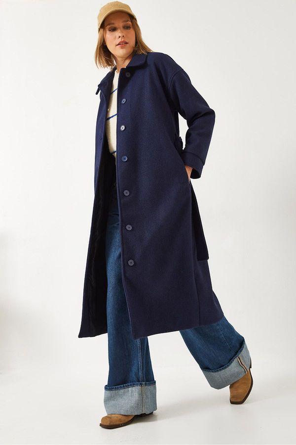 Bianco Lucci Bianco Lucci Women's Belted Long Stamp Coat 2498