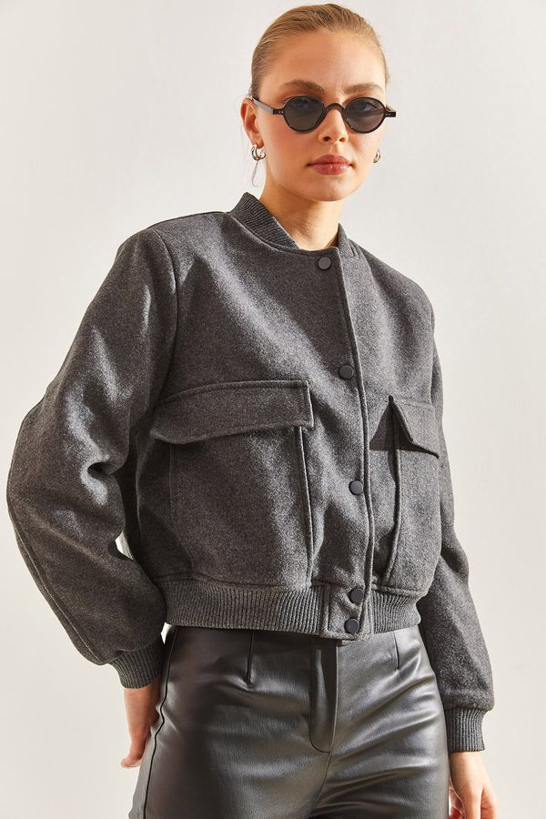 Bianco Lucci Bianco Lucci Women's Big Pocket Cachet Bomber Jacket