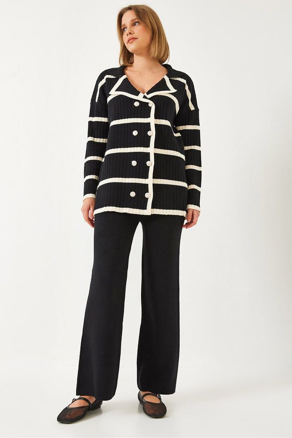 Bianco Lucci Bianco Lucci Women's Buttoned Patterned Bottom Top Set