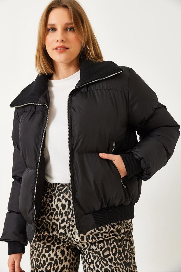 Bianco Lucci Bianco Lucci Women's Camisole Collar Detailed Puffer Jacket with Zipper Pockets 2640