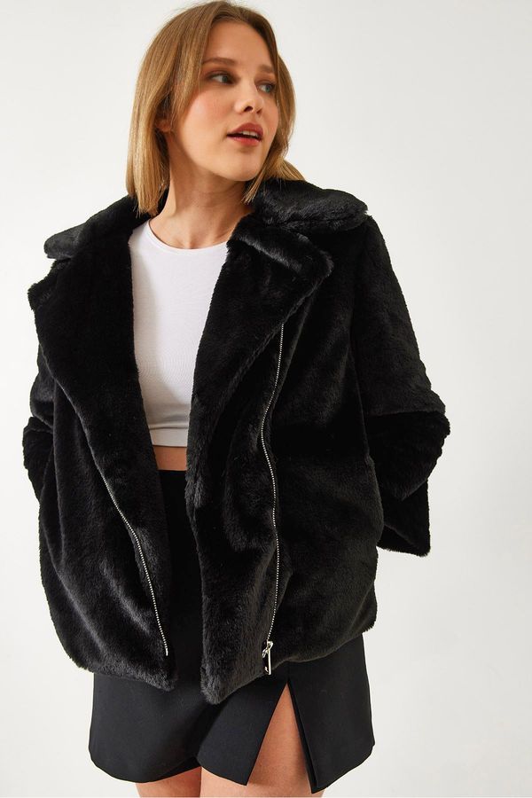 Bianco Lucci Bianco Lucci Women's Double Breasted Lapel Plush Für Coat 2651