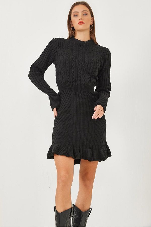 Bianco Lucci Bianco Lucci Women's Elastic Waist and Sleeve Long Sleeve Knitted Dress