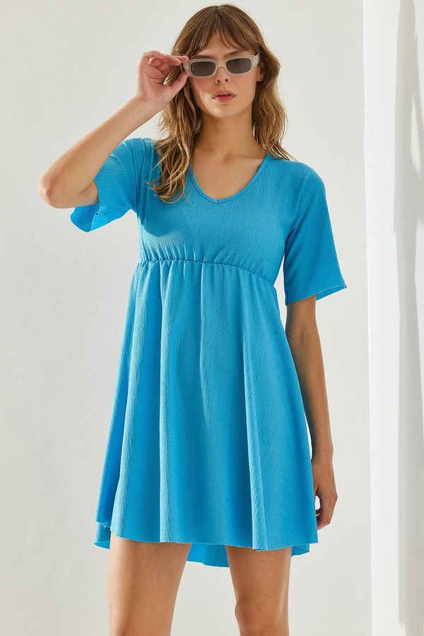 Bianco Lucci Bianco Lucci Women's Elastic Waist Wrapped V-Neck Dress