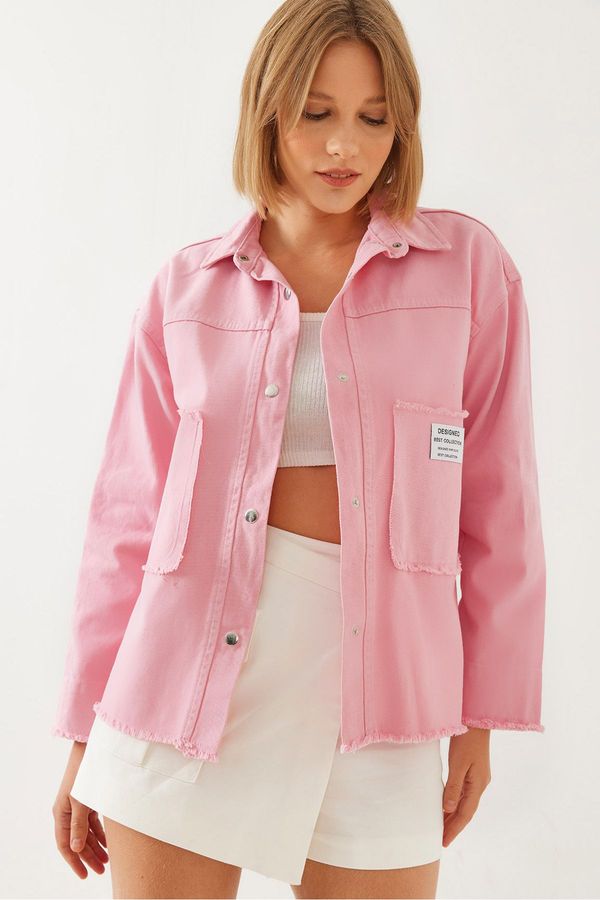 Bianco Lucci Bianco Lucci Women's Embroidered Gabardine Shirt 4468