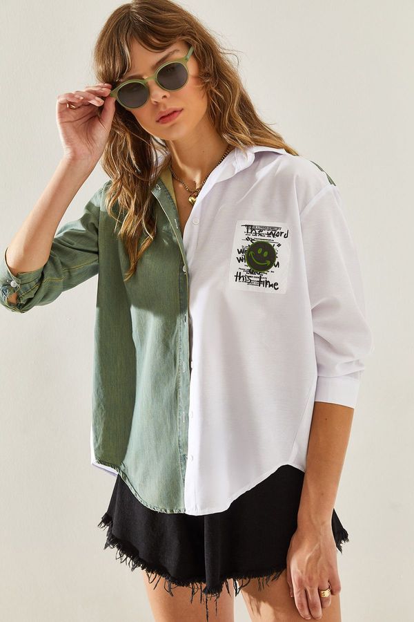 Bianco Lucci Bianco Lucci Women's Embroidered Oversize Shirt 4487