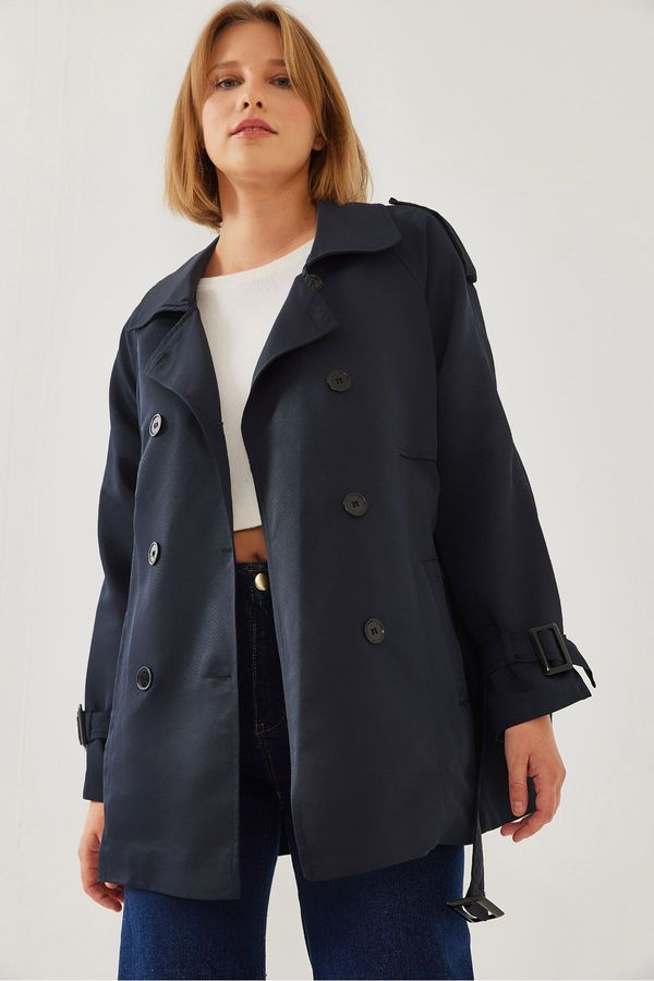 Bianco Lucci Bianco Lucci Women's Epaulettes Detail Intermediate Trench Coat 2489