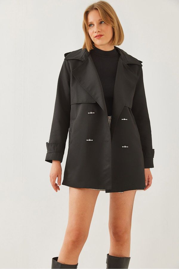 Bianco Lucci Bianco Lucci Women's Front Aller Detail Intermediate Length Trench Coat 2423