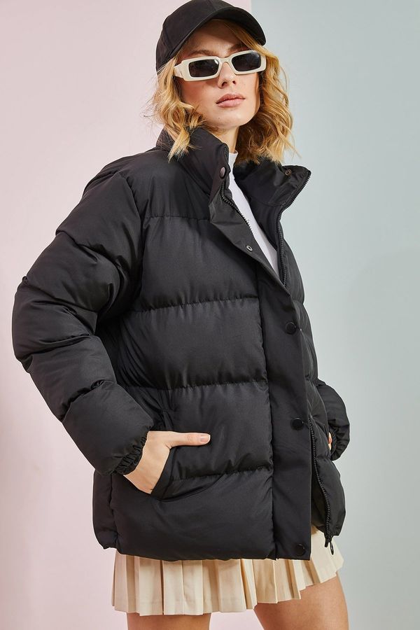 Bianco Lucci Bianco Lucci Women's Front Pop Collar Puffer Coat