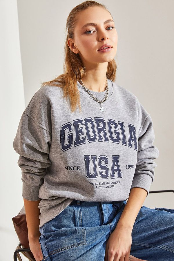 Bianco Lucci Bianco Lucci Women's Georgia Printed Three Thread Raised Sweatshirt