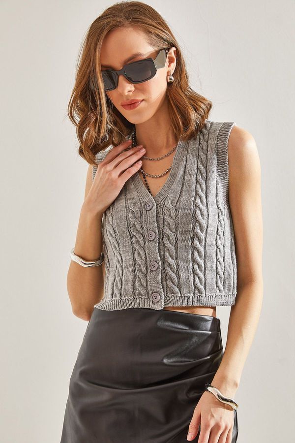 Bianco Lucci Bianco Lucci Women's Hair Braided Knitwear Vest