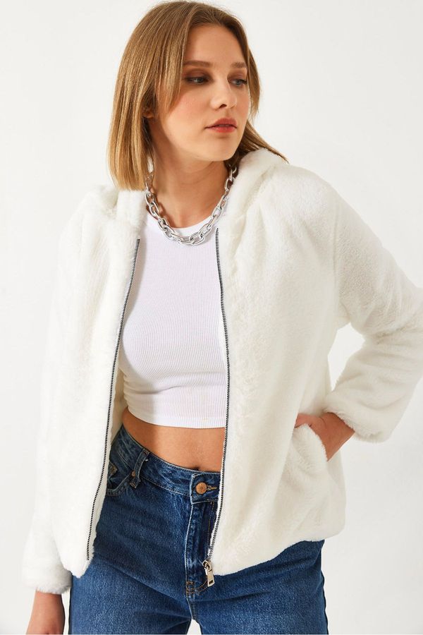 Bianco Lucci Bianco Lucci Women's Hooded Plush Für Coat