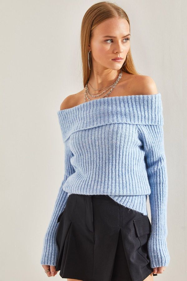 Bianco Lucci Bianco Lucci Women's Lace Collar Knitwear Blouse