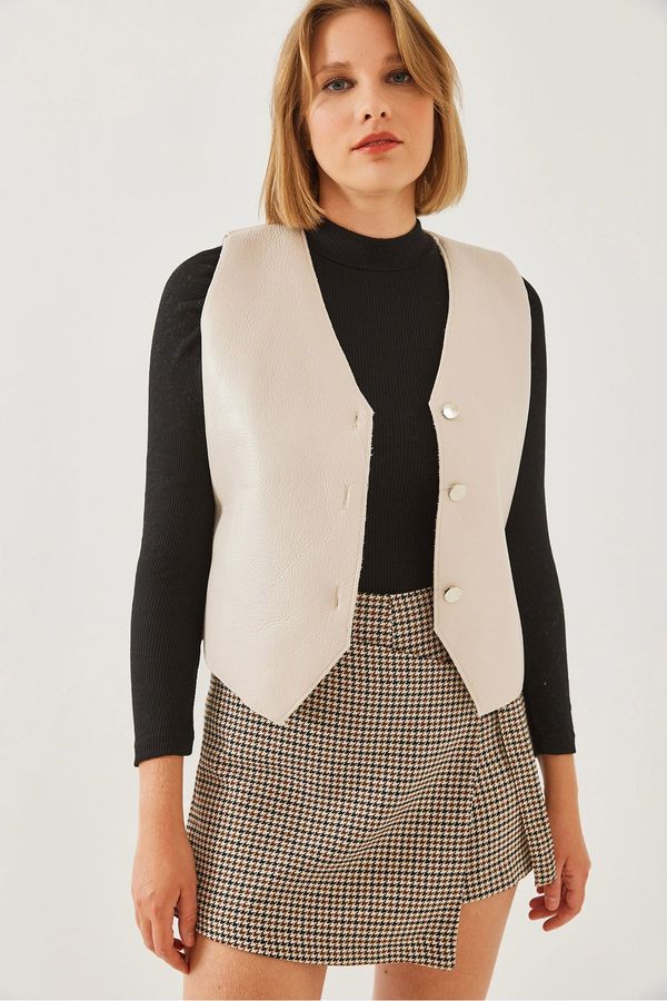 Bianco Lucci Bianco Lucci Women's Leather Plush Vest 6468