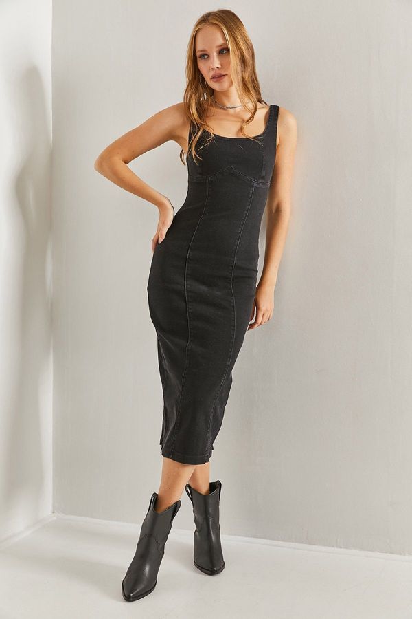 Bianco Lucci Bianco Lucci Women's Lycra Slim Fit Strap Long Dress with Back Zipper