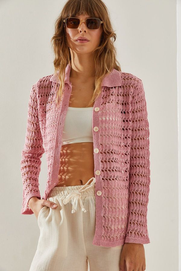 Bianco Lucci Bianco Lucci Women's Openwork Cardigan