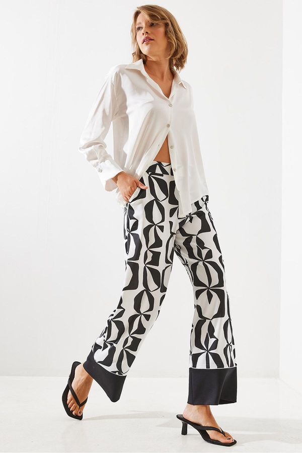 Bianco Lucci Bianco Lucci Women's Patterned Satin Trousers MBMS005