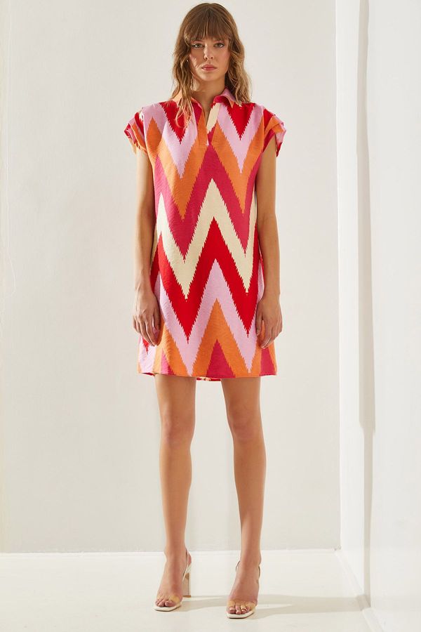 Bianco Lucci Bianco Lucci Women's Polo Collar Patterned Summer Dress Dress