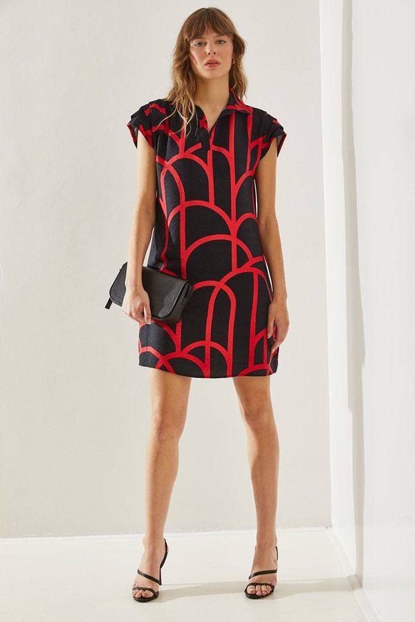 Bianco Lucci Bianco Lucci Women's Polo Collar Patterned Summer Dress Dress