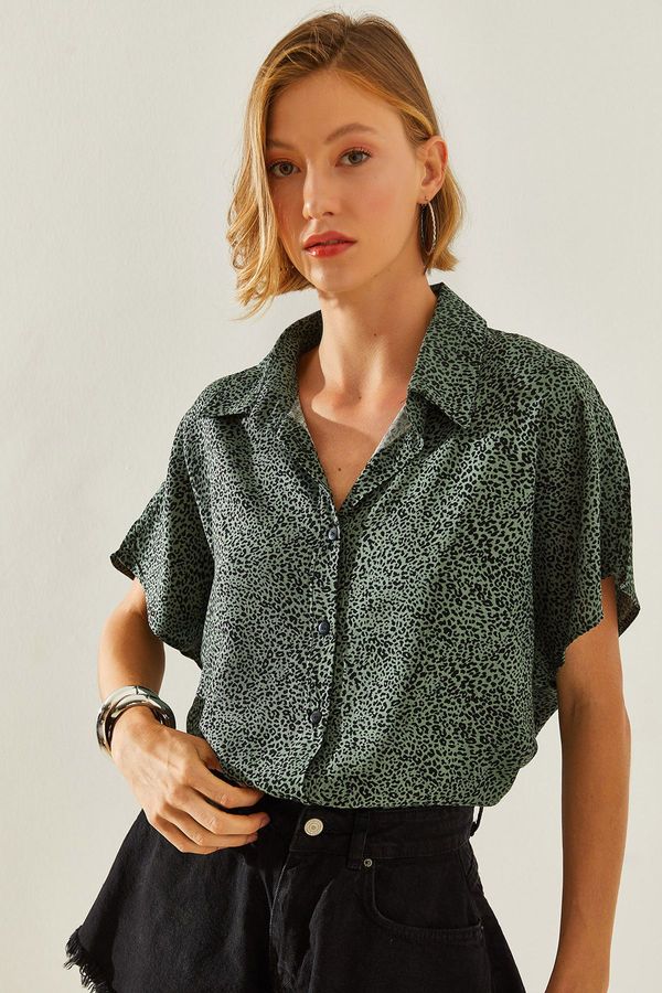 Bianco Lucci Bianco Lucci Women's Short Sleeve Patterned Viscose Shirt