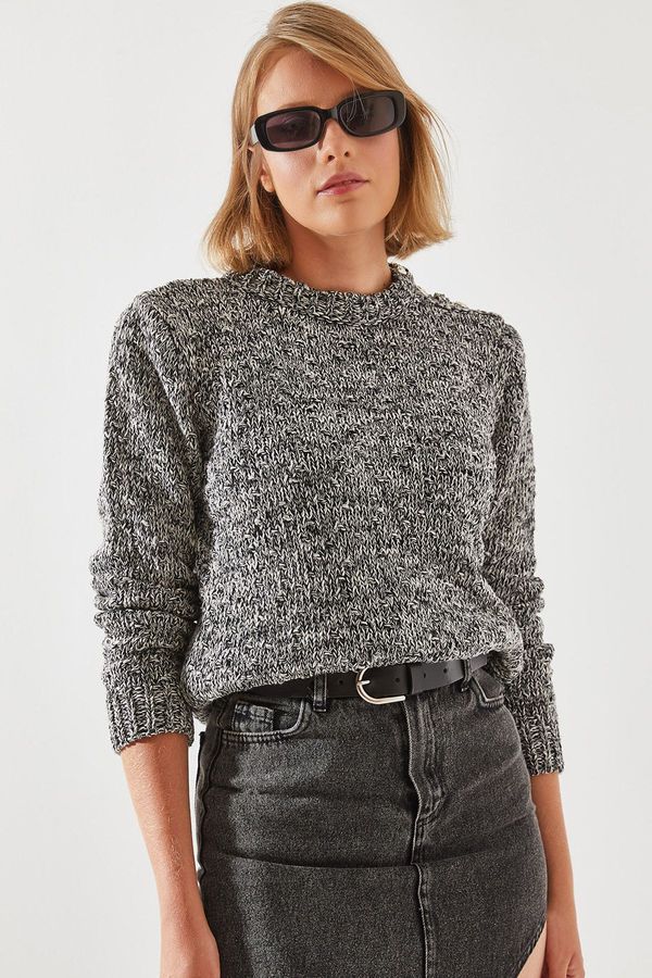 Bianco Lucci Bianco Lucci Women's Shoulder Placket Sweater