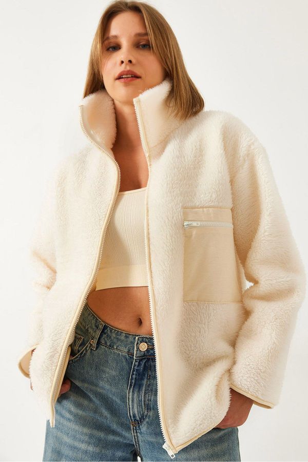 Bianco Lucci Bianco Lucci Women's Single Pocket Plush Cardigan 55446