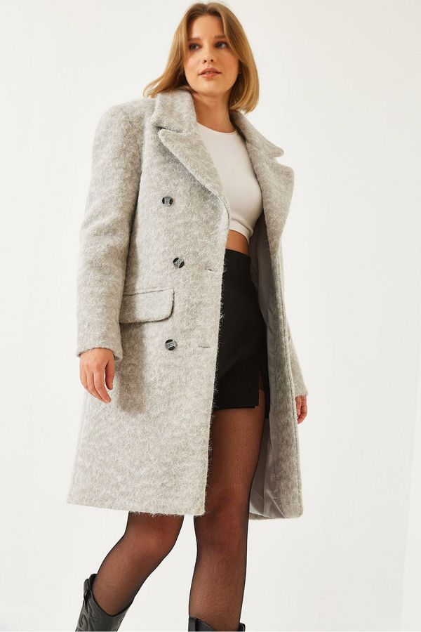 Bianco Lucci Bianco Lucci Women's Six Buttoned Pocket Stamp Coat