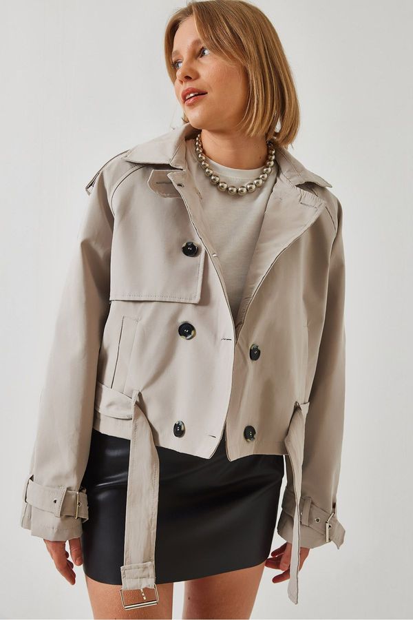 Bianco Lucci Bianco Lucci Women's Sleeves and Waist Belted Jacket 2604