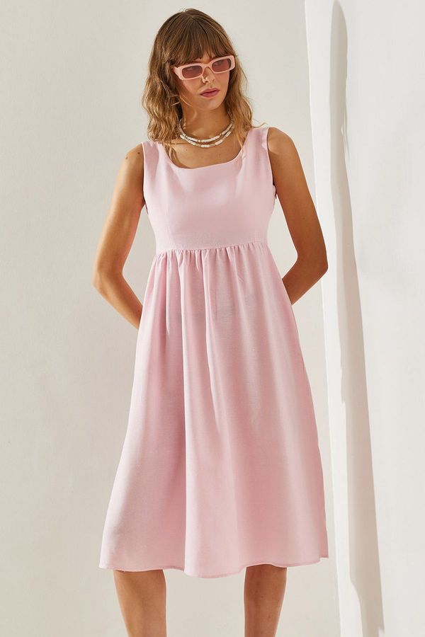 Bianco Lucci Bianco Lucci Women's Thick Strap Gabardine Linen 5936 Dress