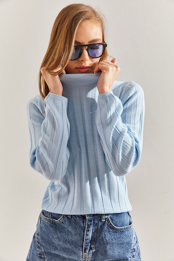 Bianco Lucci Bianco Lucci Women's Turtleneck Corduroy Knitwear Sweater