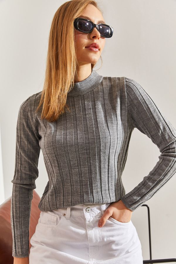 Bianco Lucci Bianco Lucci Women's Turtleneck Ribbed Knitwear Sweater