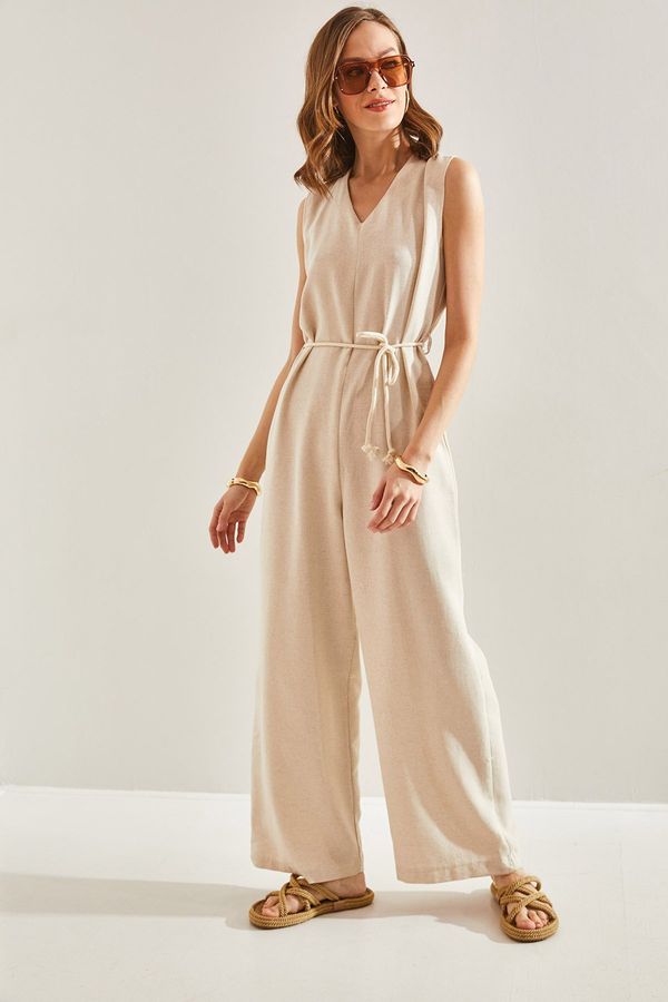 Bianco Lucci Bianco Lucci Women's Waist Tie Jumpsuit