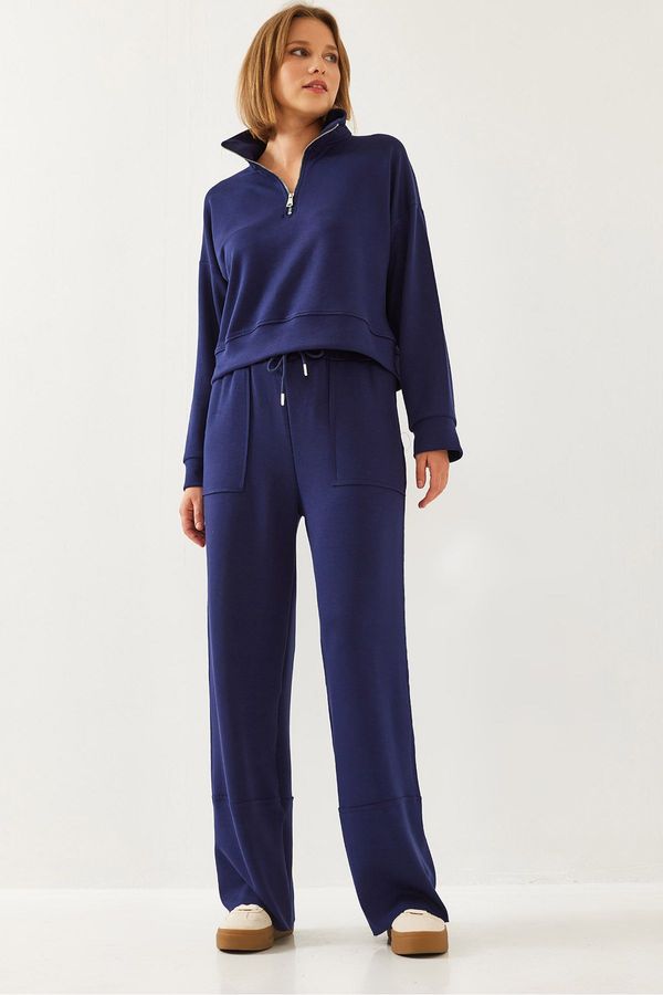 Bianco Lucci Bianco Lucci Women's Zippered Basic Modal Fabric Bottom Top Suit