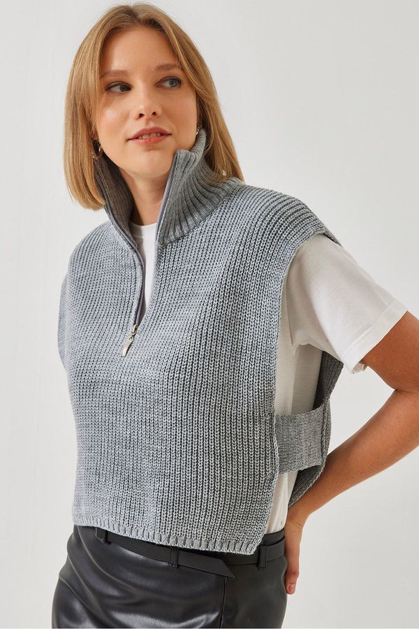 Bianco Lucci Bianco Lucci Women's Zippered Knitwear Sweater