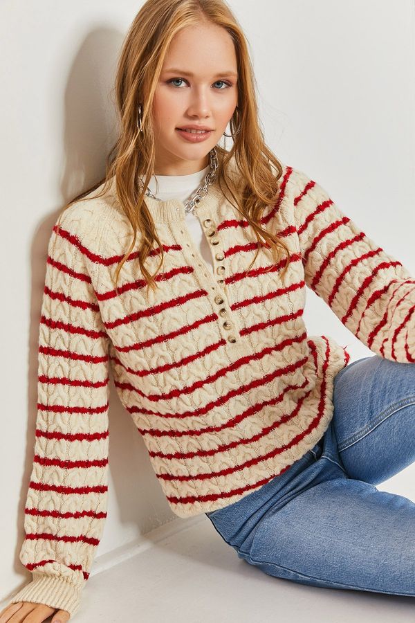 Bianco Lucci Bianco Lucci ženski pulover za pletenine s črtastimi pletenicami s pletenicami.