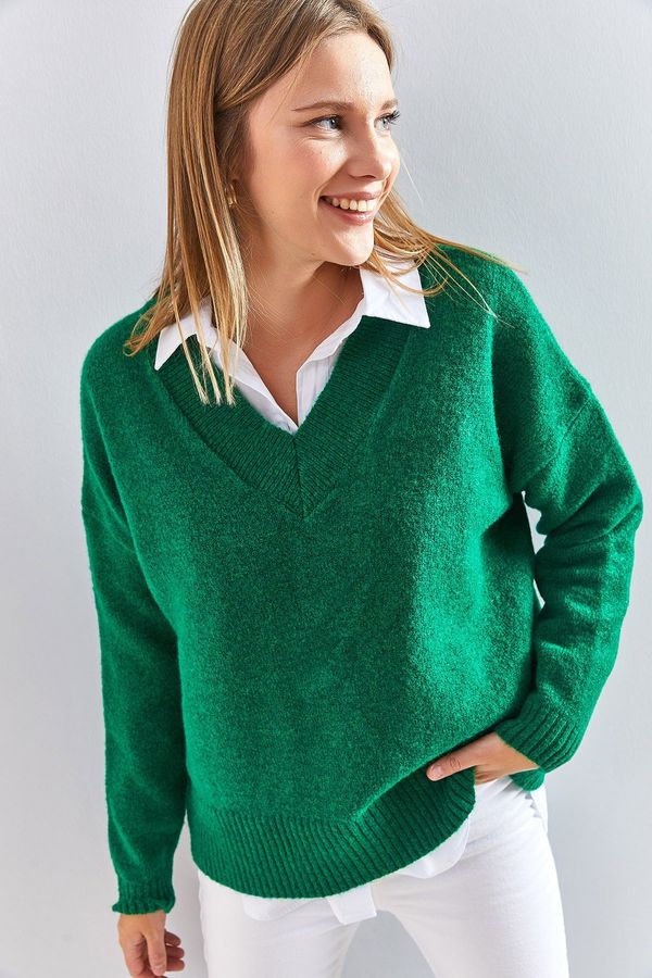 Bianco Lucci Bianco Lucci ženski pulover za pletenine z vratom V