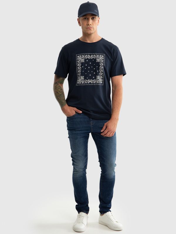 Big Star Big Star Man's T-shirt 152417 403 Navy Blue