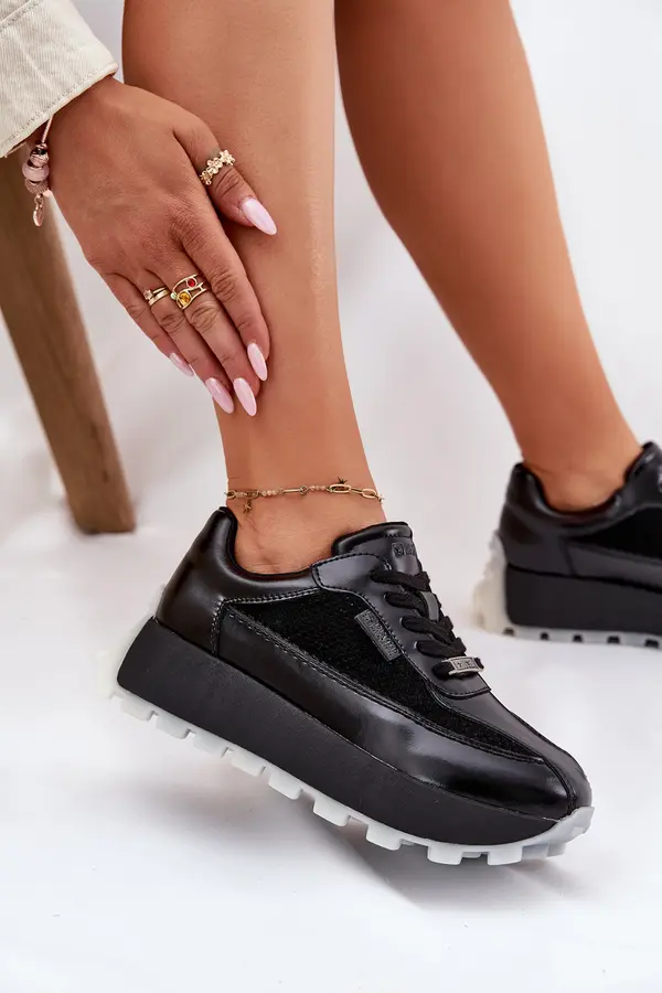 BIG STAR SHOES BIG STAR SHOES Ladies Leather Sneakers On Platform Big Star