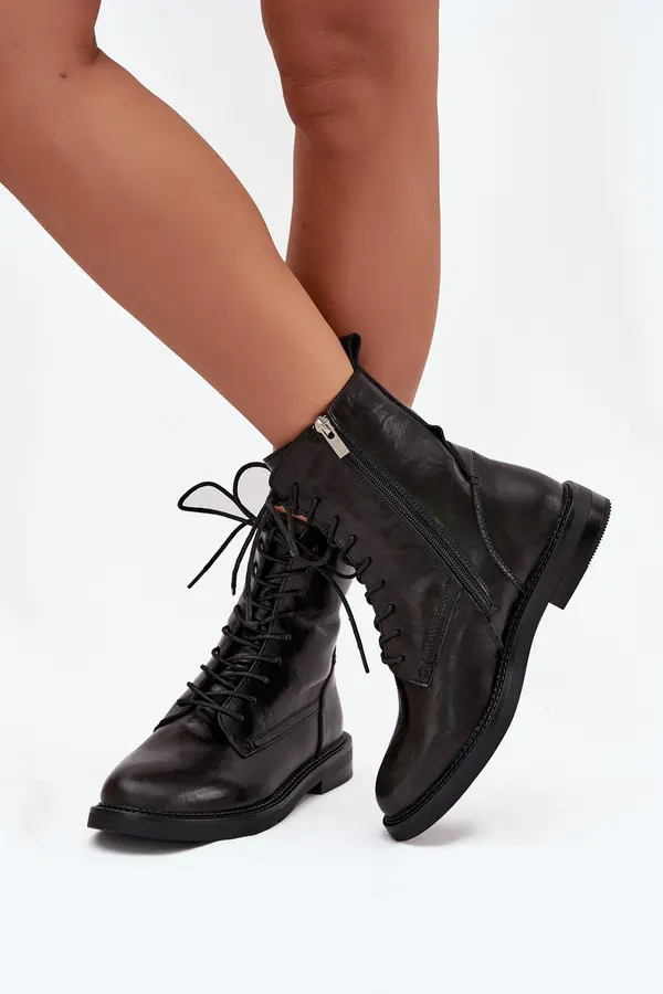 BIG STAR SHOES BIG STAR SHOES Leather Insulated Ladies Ankle Boots Workery Big Star