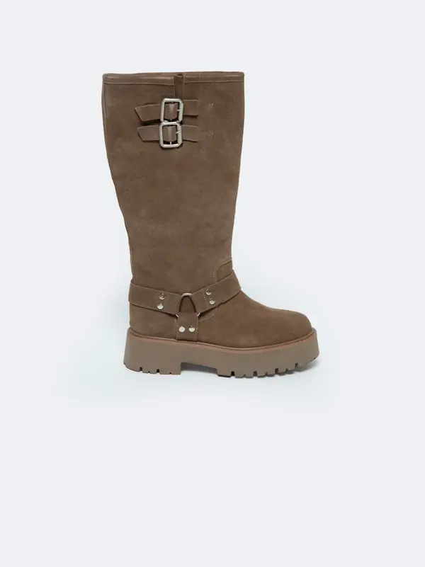 BIG STAR SHOES BIG STAR SHOES Leather Suede Women's Boots with Buckles Insulated Big Star