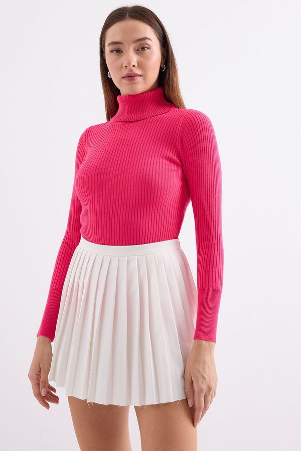 Bigdart Bigdart 10311 Turtleneck Knitwear Sweater - Fuchsia