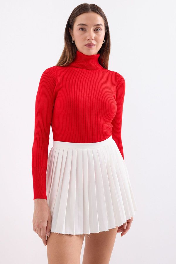 Bigdart Bigdart 10311 Turtleneck Knitwear Sweater - Red